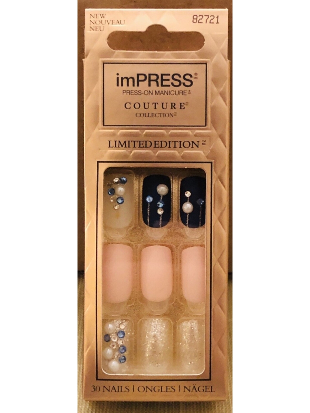 imPRESS Couture Press-On Nails in Blush Pink & Gold Glitter Limited Edition